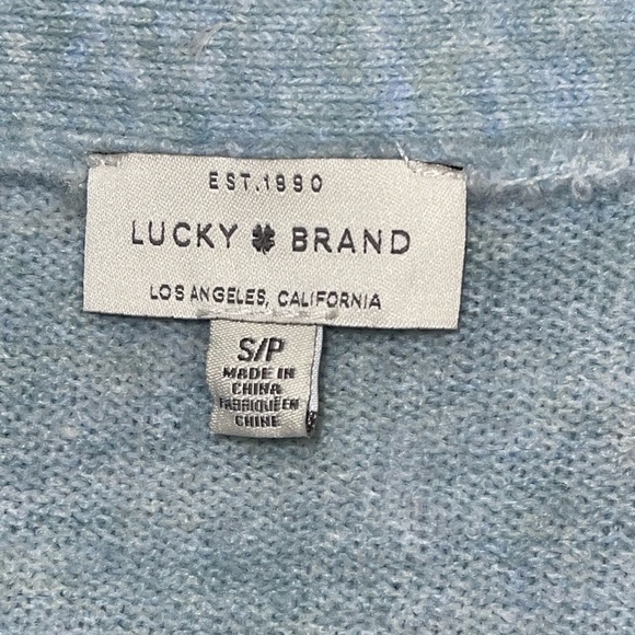 Lucky Brand Women's Cardigan S/P Light Blue Open Front Pockets Mid Length - Picture 6 of 7